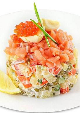 Салат "Оливье с раковыми шейками"